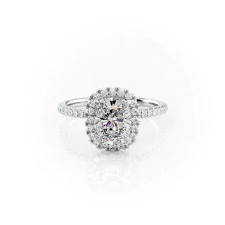 2.0CT Elongated Cushion Cut Halo Pave Moissanite Engagement Ring