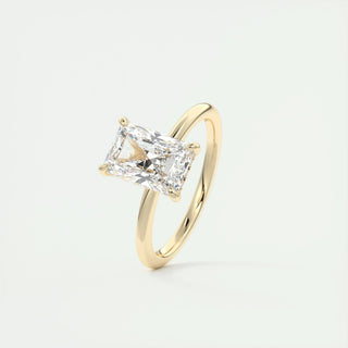 2.10 CT Radiant Cut Hidden Halo Solitaire Moissanite Engagement Ring
