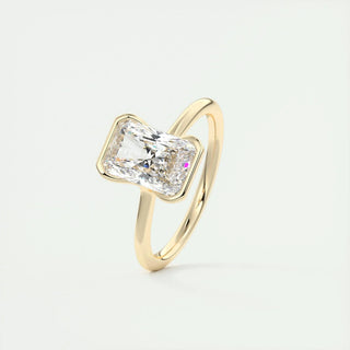 2.10 CT Radiant Cut Solitaire Half Bezel Moissanite Engagement Ring