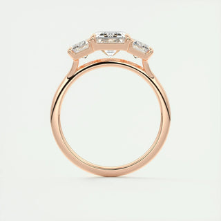 1.91 CT Emerald Cut Three stone Moissanite Engagement Ring full view