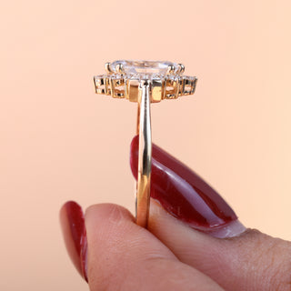 0.75ct Marquise Cut Cluster Diamond Moissanite Vintage Style Engagement Couple Ring Design