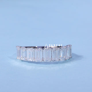 2.70 TCW Emerald Cut Moissanite Diamond Half Eternity Wedding Band