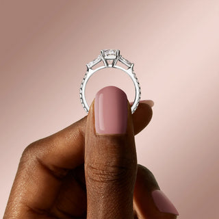 2.10CT Oval Diamond 3 Stone Moissanite Engagement Ring