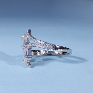 Side profile of 0.70CT Baguette Cluster Engagement Ring with Moissanite