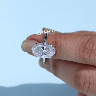 5.0CT Oval Cut Moissanite Diamond Hidden Halo Solitaire Engagement Ring
