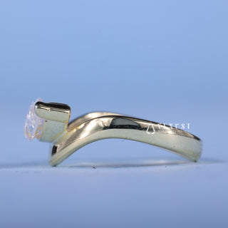1.50CT Marquise Moissanite Diamond Unique Curved East West Engagement Rings