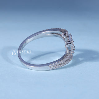 Rear gallery view of 0.70CT Baguette Cluster Engagement Ring with Moissanite