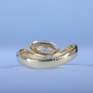 1.50CT Marquise Moissanite Diamond Unique Curved East West Engagement Rings