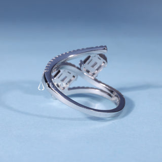 0.70CT Baguette Cluster Engagement Ring with Moissanite opposite side view