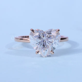 Solitaire Heart Shaped Moissanite Engagement Ring front view with upright centre stone