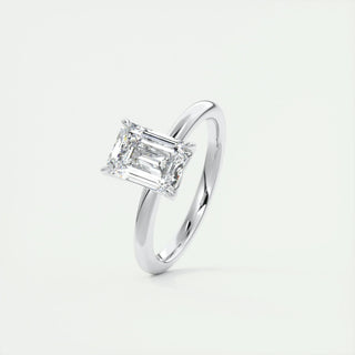 Dazzling 1.91ct emerald solitaire moissanite ring tilted view catching the light
