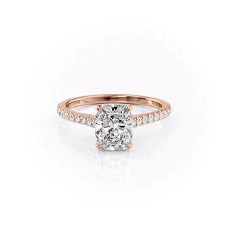 Chic 2.0ct cushion hidden halo moissanite ring macro detail of the stones