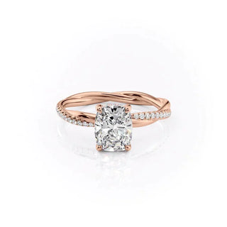 2.0CT Elongated Cushion Cut Infinity Pave Diamond Moissanite Engagement Ring
