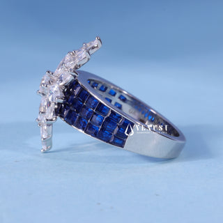 Top view of the Round Marquise Moissanite Cluster Engagement Ring centre stone