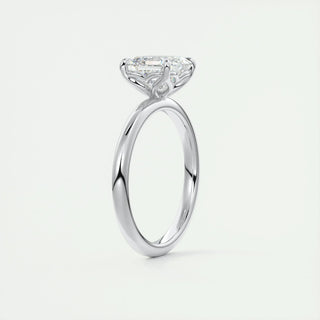 Radiant 2.03ct asscher solitaire moissanite ring tilted view catching the light