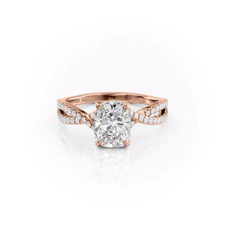 2.0CT Elongated Cushion Cut Split Shank Diamond Moissanite Engagement Ring