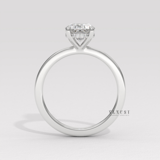 Oval hidden halo moissanite ring detail view