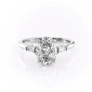 2.72 CT Oval Cut Three stone Moissanite Engagement Ring side view