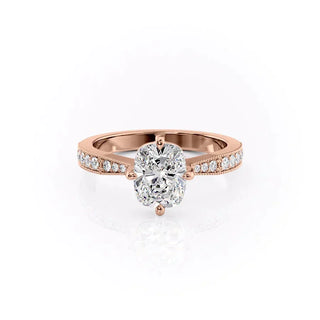 2.0CT Elongated Cushion Cut Channel Pave Moissanite Engagement Ring