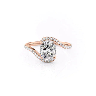 2.0CT Elongated Cushion Cut Bypass Setting Pave Moissanite Diamond Engagement Ring | Timeless Engagement Rings