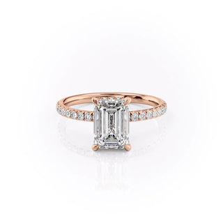2.10 CT Emerald Brilliant Cut Moissanite Engagement Ring side view