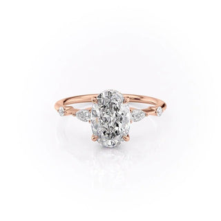 2.10 CT Oval Cut Hidden Halo Dainty Style Moissanite Engagement Ring