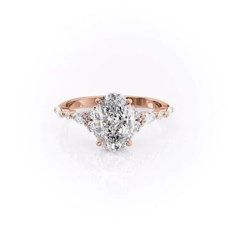 2.10 CT Oval Brilliant Cluster Moissanite Engagement Ring side view