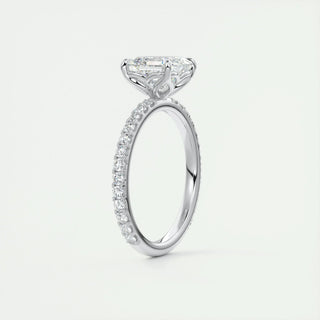 2.03CT Asscher Cut Pave Diamond Moissanite Engagement Ring