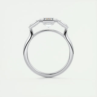 2.30CT Emerald Cut Bezel 3 Stone Diamond Moissanite Engagement Ring