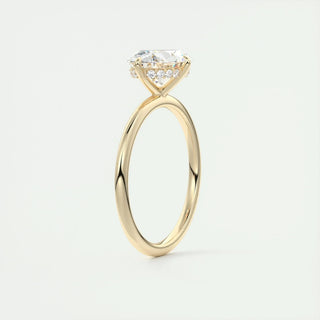 Classic 1.91ct oval hidden halo moissanite ring macro detail of the stones
