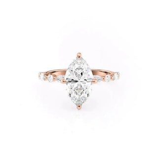 1.58 CT Marquise Brilliant Cut Moissanite Engagement Ring front view