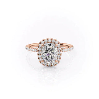 2.0CT Elongated Cushion Cut Halo Pave Moissanite Engagement Ring
