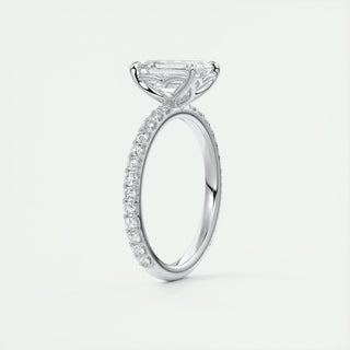 Gorgeous 1.91ct emerald solitaire moissanite ring overhead view