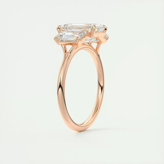 1.91 CT Emerald Cut Three stone Moissanite Engagement Ring sparkle view