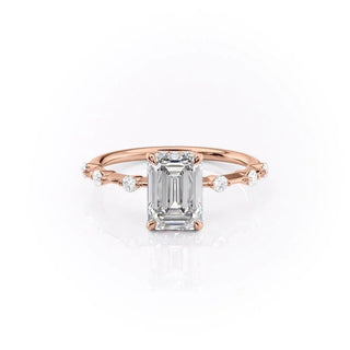 2.10 CT Emerald Cut Solitaire Moissanite Engagement Ring side view