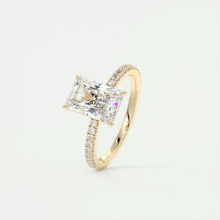 2.10 CT Radiant Cut Pave Diamond Moissanite Engagement Ring