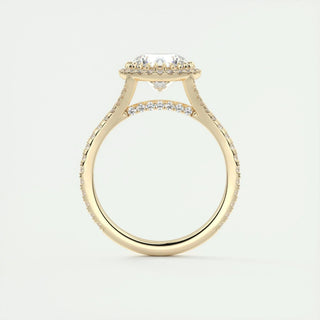 2.0 CT Round Cut Halo Split Shank Diamond Moissanite Engagement Ring