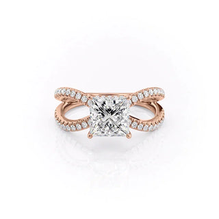 2.08CT Princess Cut Split Shank Diamond Moissanite Engagement Ring