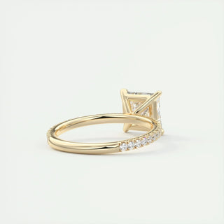 2.08 CT Princess Cut Pave Classic Moissanite Engagement Ring top view