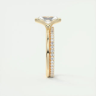 2.10 CT Radiant Cut Solitaire Half Bezel Moissanite Engagement Ring