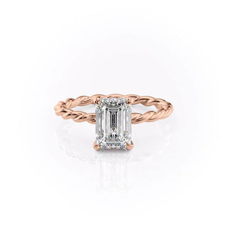2.10 CT Emerald Cut Solitaire Twisted Rope Moissanite Engagement Ring