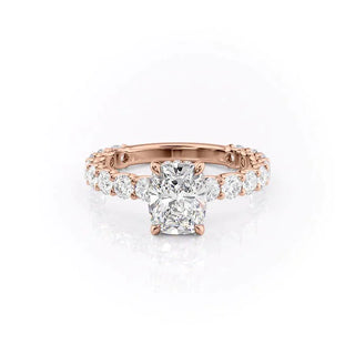 Dazzling 2.0ct cushion hidden halo moissanite ring macro detail of the stones