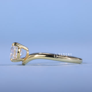 1.0CT Oval Moissanite Diamond Curved East West Unique Engagement Rings