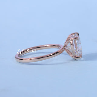 Angled view of the Solitaire Heart Shaped Moissanite Engagement Ring band and setting