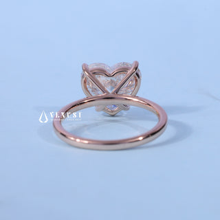 Front standing view of the Solitaire Heart Shaped Moissanite Engagement Ring showing the prong setting