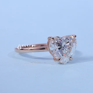 Close-up of the Solitaire Heart Shaped Moissanite Engagement Ring centre stone and setting