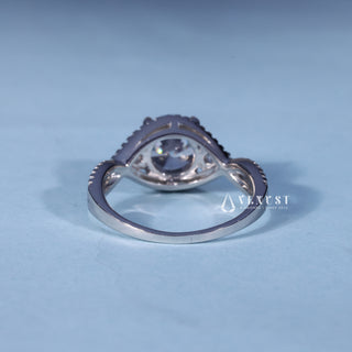 Rear gallery view of Round Cut Split Shank Moissanite Engagement Ring with Halo