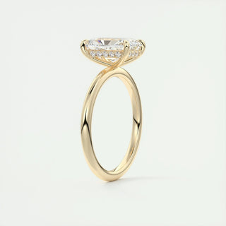 2.10 CT Radiant Cut Hidden Halo Solitaire Moissanite Engagement Ring