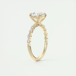 2.15 CT Cushion Cut Vintage Pave Diamond Moissanite Engagement Ring