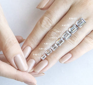 1.91 CT Emerald Cut Halo Split Shank Diamond Moissanite Engagement Ring